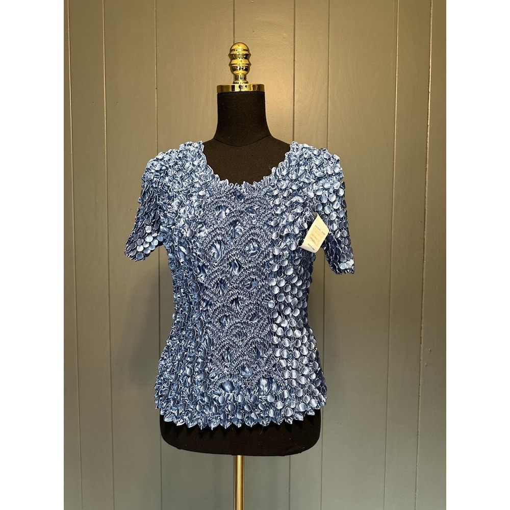 NWT Vintage 90s Y2K Stretchy Popcorn Shirt Zashi Free Size‎ Deadstock